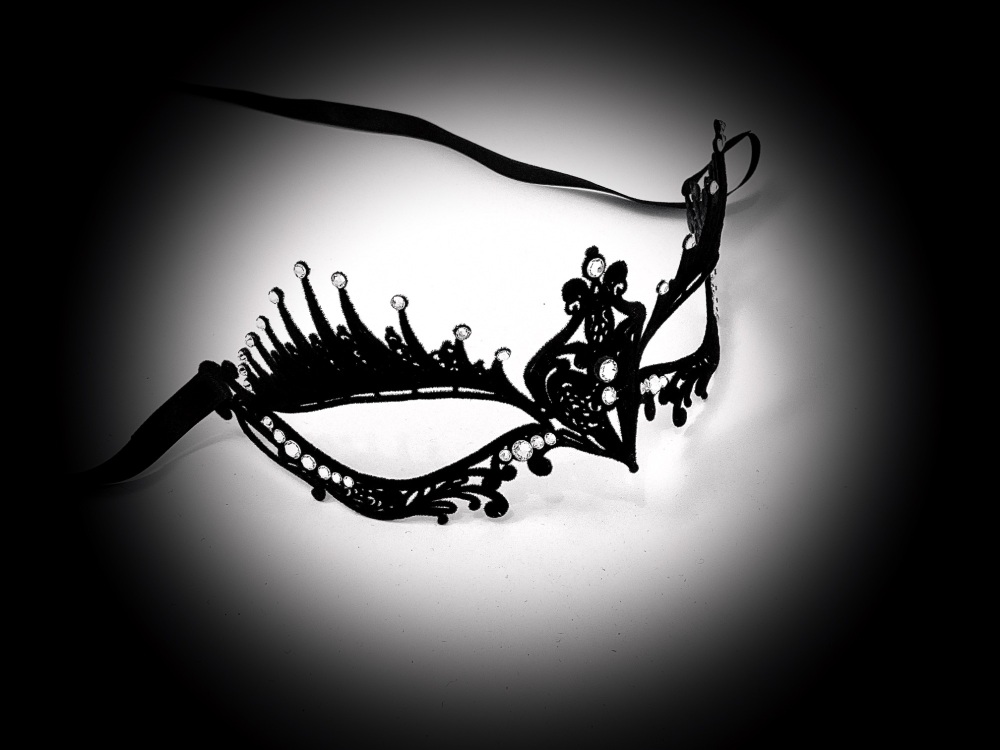 Dark Angel Velvet Filigree Masquerade Mask - Swarovski