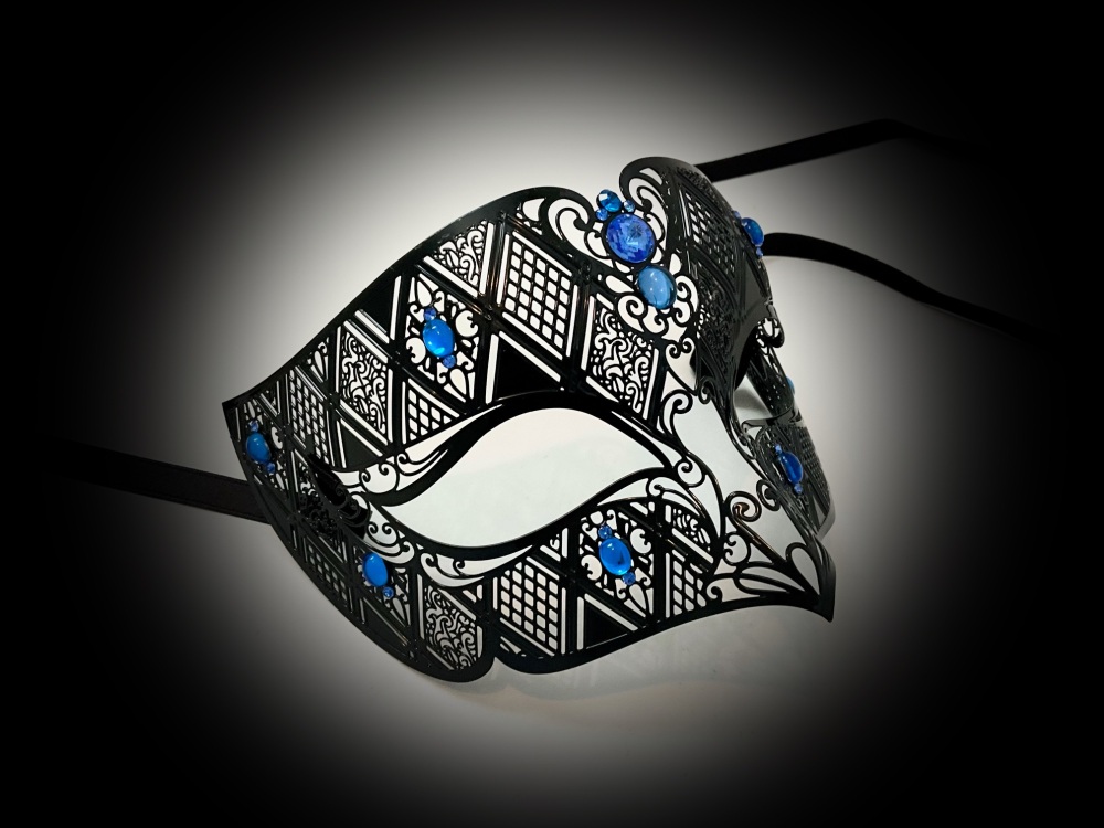 Fantasia Nero Filigree Mask - Blue Edition