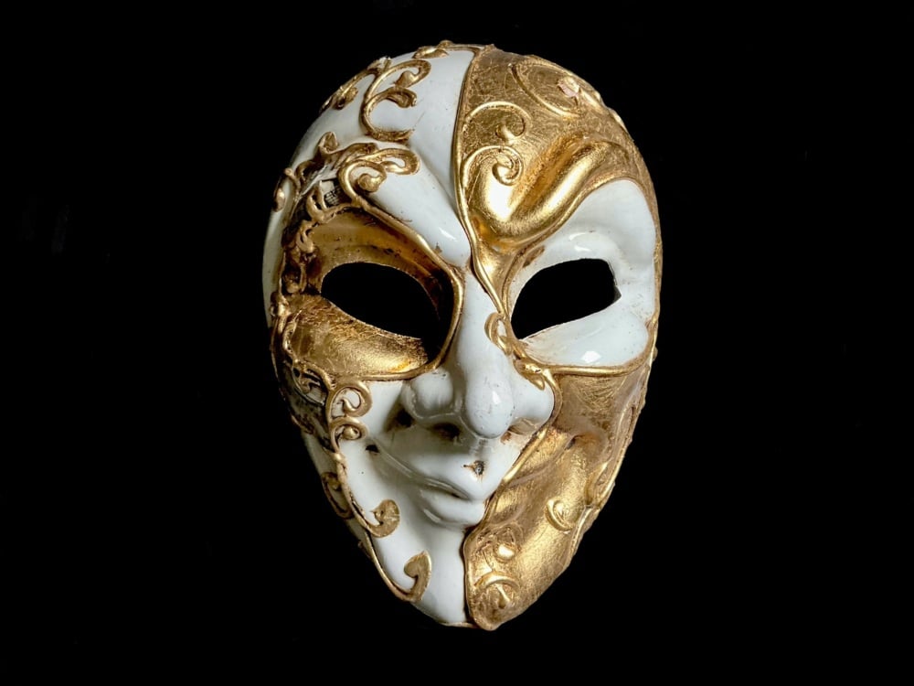Volto Decor Masquerade Face Mask - Gold White