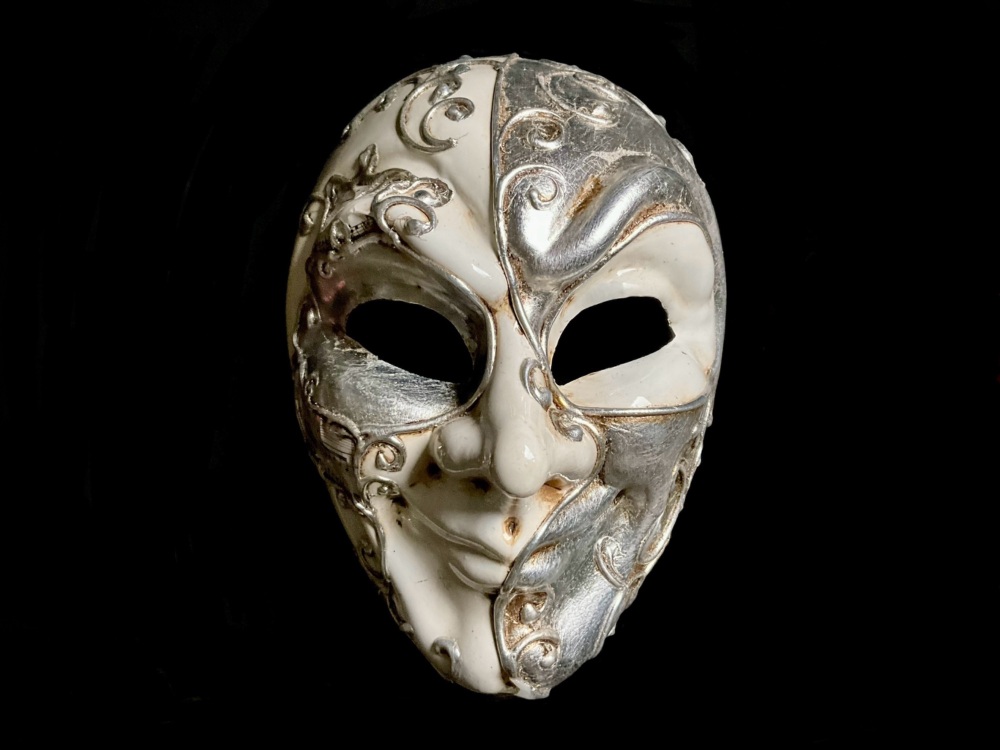 Volto Decor Masquerade Face Mask - Silver White