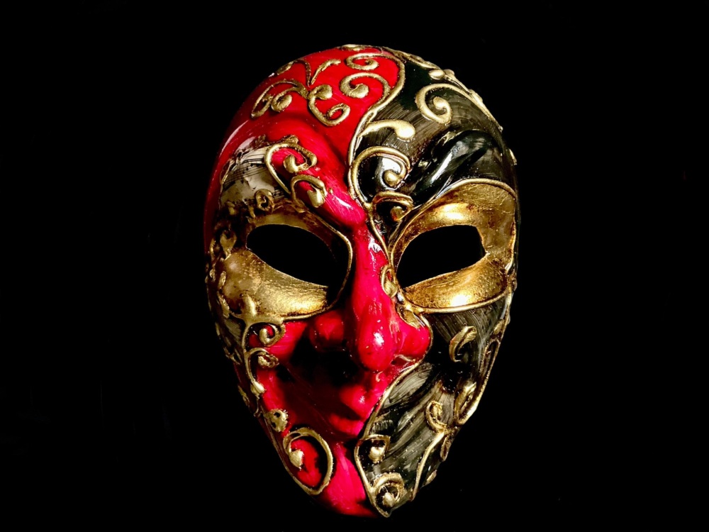 Volto Decor Masquerade Face Mask - Red Black