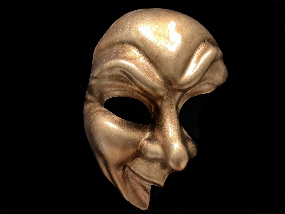 Phantom of the Opera Venetian Masquerade Face Mask - Arlecchino Gold