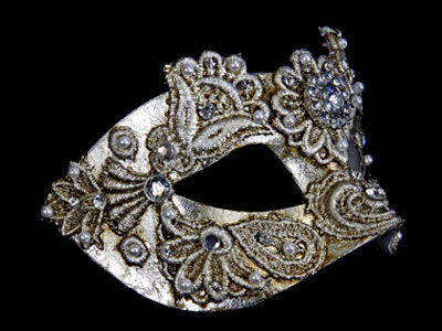 Macrame Luxury Masquerade Ball Mask - Silver