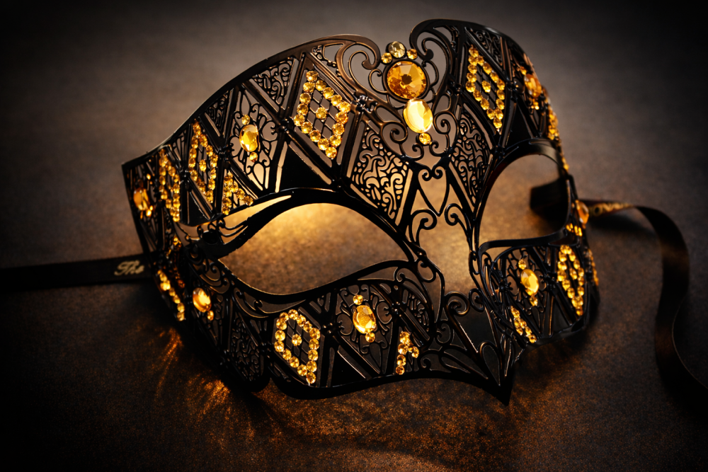 Fantasia Designer Filigree Mask - Amber Edition