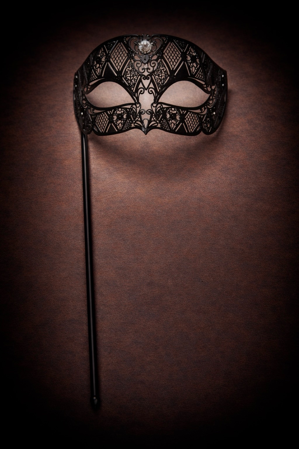Fantasia Nero Filigree Mask On A Handle