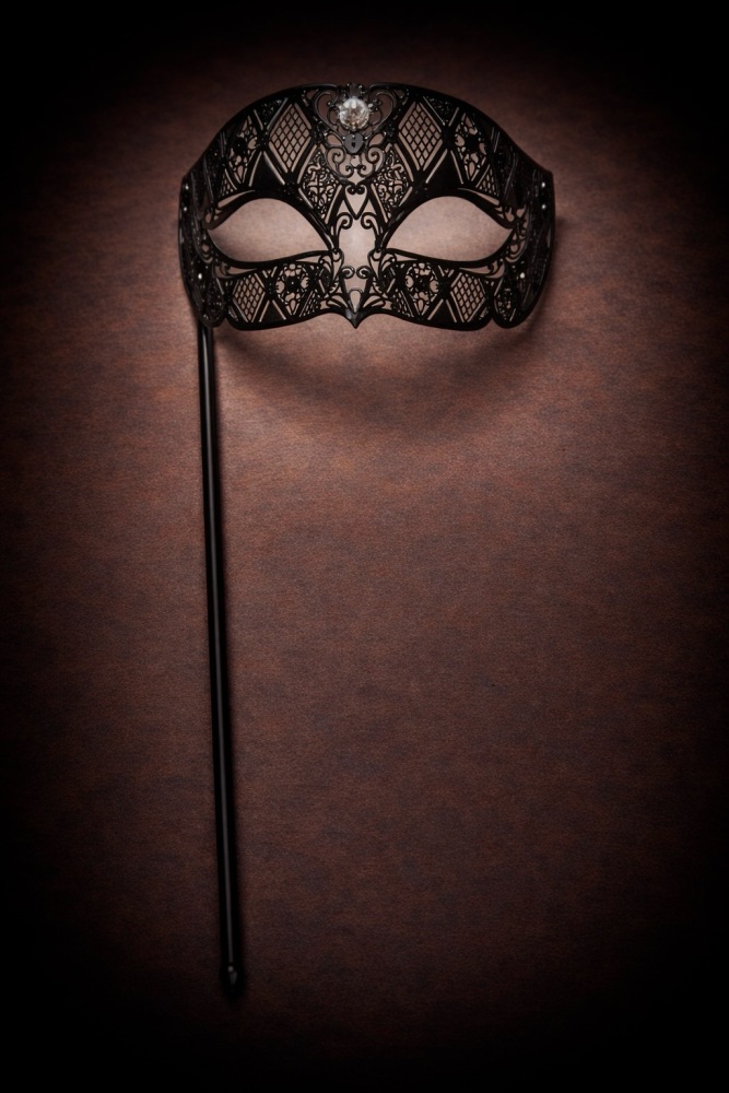 Fantasia Nero Filigree Mask On A Handle