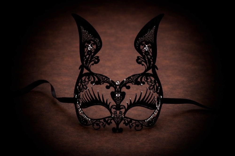 Black Velvet Bunny Girl Masquerade Mask