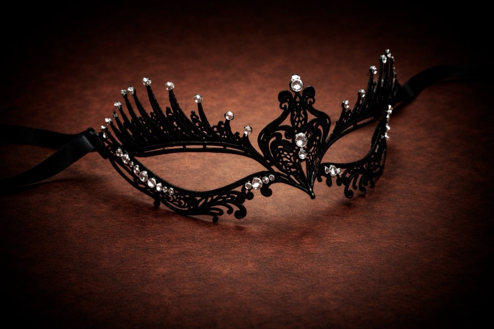 Dark Angel Velvet Filigree Masquerade Mask - Swarovski