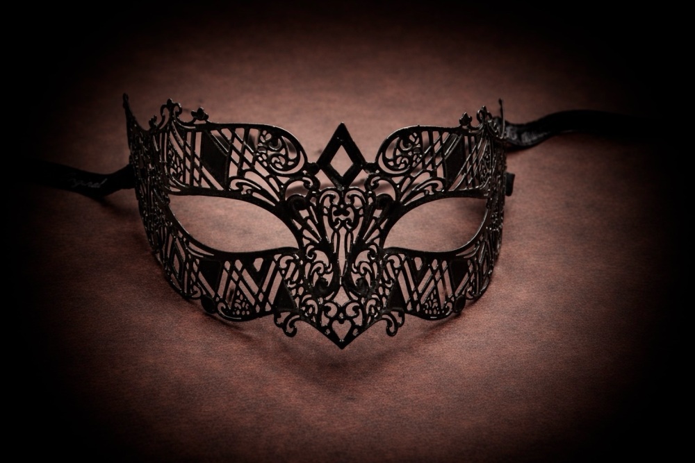 Black Rumba Filigree Metal Lace Mask