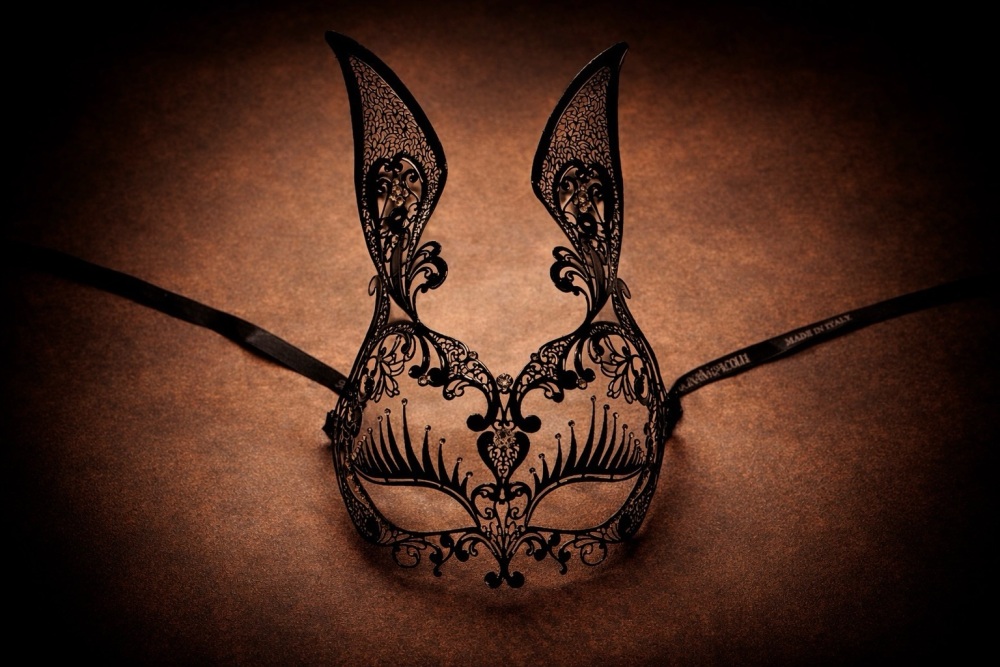 Black Filigree Bunny Girl Mask