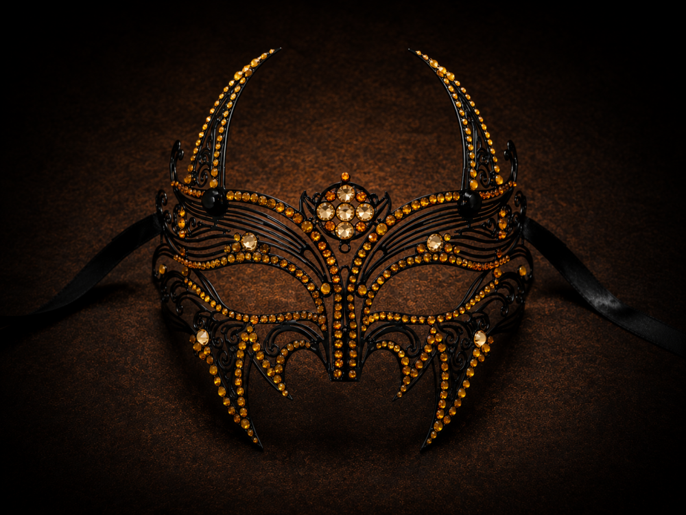 Elegance Barocca Filigree Masquerade Mask - Amber Edition