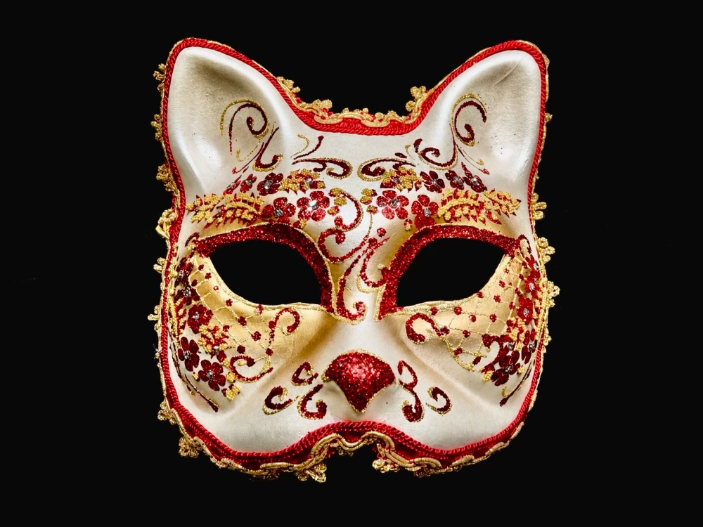 Stella Gatto Venetian Masquerade Mask - Gold Red