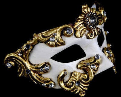 Barocco Luxury Venetian Masquerade Ball Mask - Gold White
