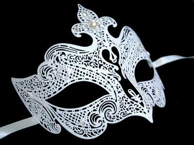 Fantasia Lady Filigree Venetian Masquerade Mask - Limited Edition White