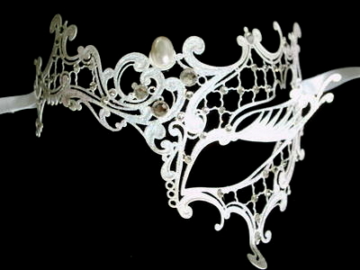 Occhialino Venetian Filigree Mask - Pure White