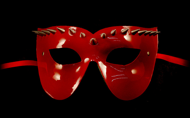 Vampire Venetian Leather Masquerade Mask - Red
