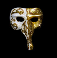Nasone Masquerade Mask - Gold & White