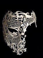 Deluxe Phantom Filigree Mask - Antique White