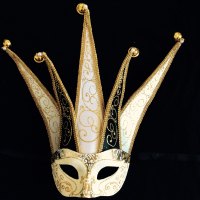 Joker Brillante Venetian Masquerade Mask  Black - White