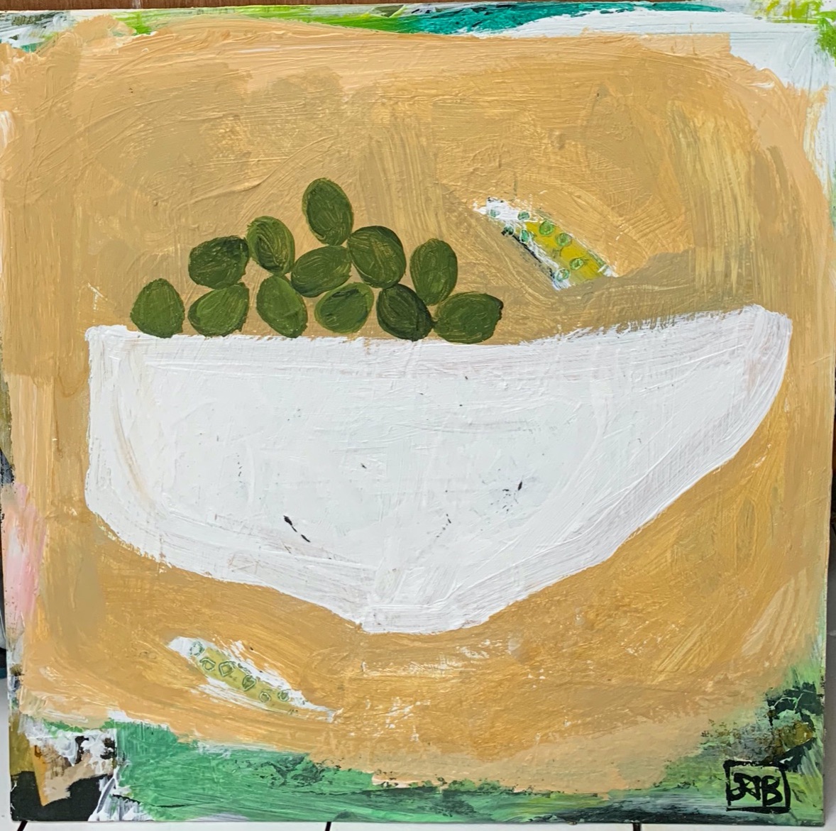 Green Olives in White Bowl