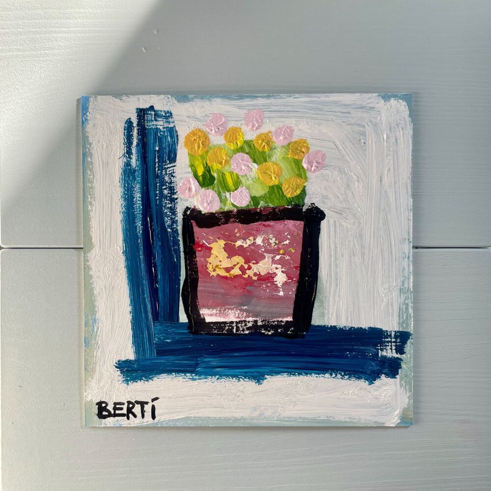 Blue Window Ledge with Mixed Florals