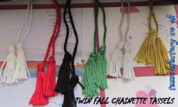 A5 Tassel with twin chainnette twin fall With Metal bead to adjust, size : Loop8.5" Fall 2" 