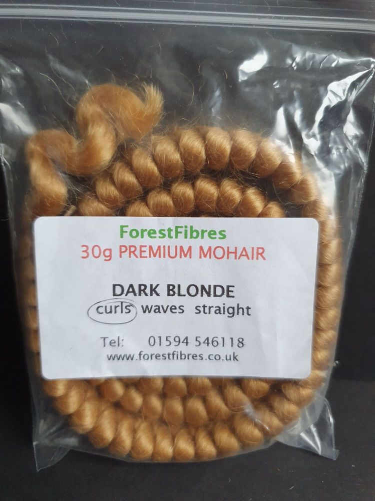 Forest Fibres Dark Blonde premium mohair for wigging 30g Curls