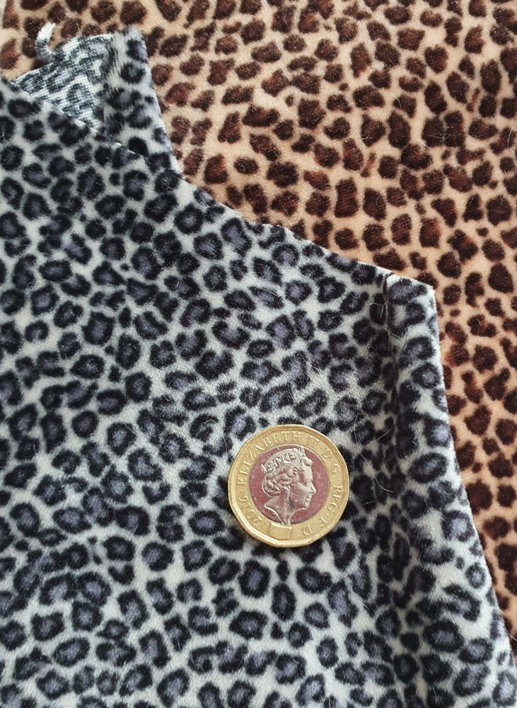 Large pieces of brown and black Leopard pattern velour A2