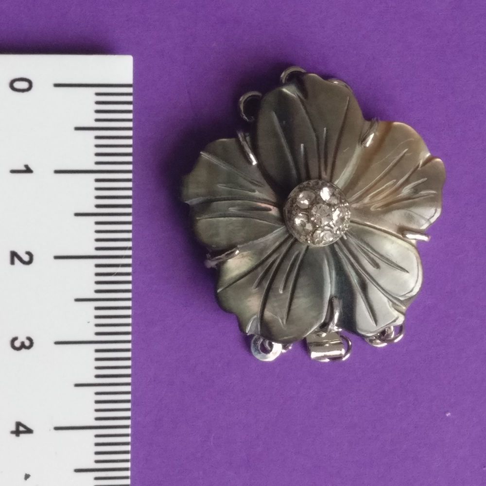 3 row mother of pearl flower clasp