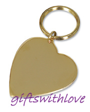 Gold Plated Heart key ring  - FREE ENGRAVING