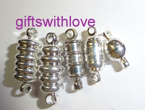 Pack of 5 mixed Silver plated Magnetic clasps 
