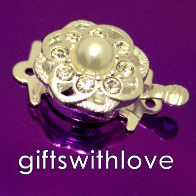 Silver Plated Diamante Clasp with pearl