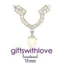 Rhodium Plated springtongue pearl and diamante clasp
