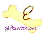 Small Gold Plated Dog Bone Tag - ENGRAVED FREE