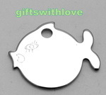 Small Chrome Fish Tag  for Cats - ENGRAVED FREE