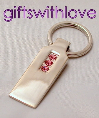 Pink Crystal Bar Key Ring - FREE ENGRAVING