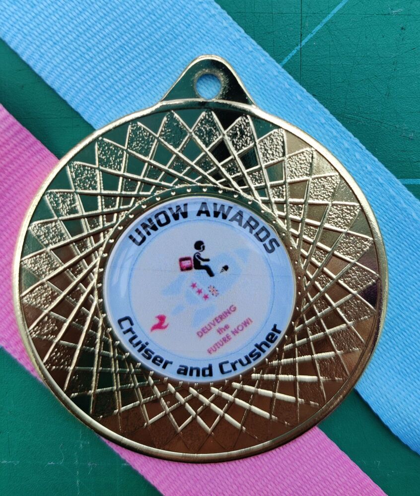 Quality 50mm Sports Medal & Ribbon with option for LOGO and/or personalisation