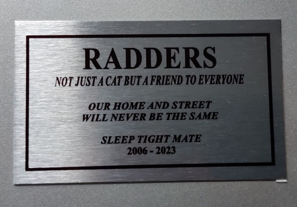 Memorial Pet Plaque for casket - personalised to your own requirements