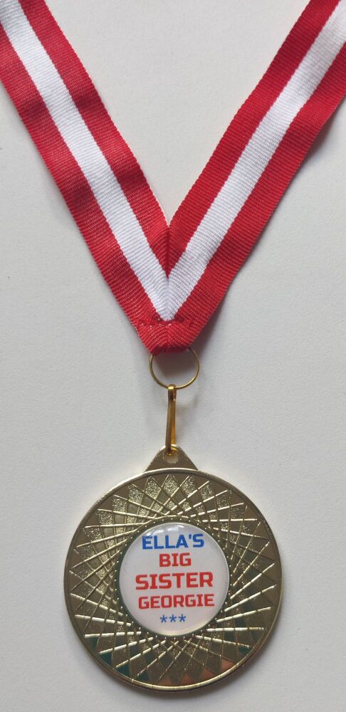 BIG SISTER MEDAL - Quality 50mm Medal & Ribbon