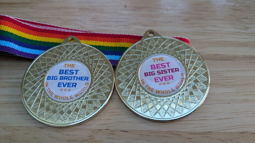 BIG SISTER MEDAL - Quality 50mm Medal & Ribbon