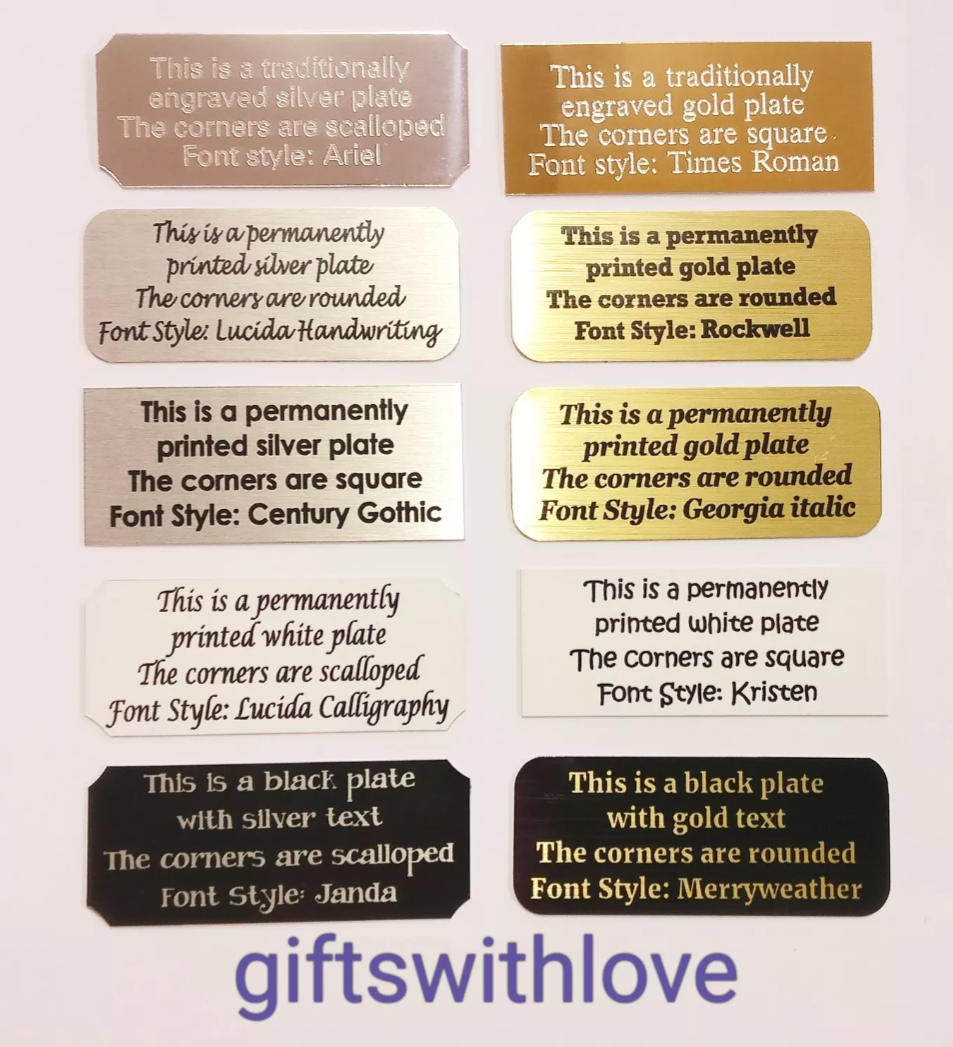 110mm wide engraved plate - Your choice height and engraving