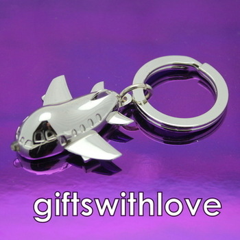 Plane keyring with red lights Free Personalisation