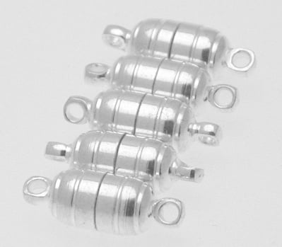 Pack of 5 Magnetic Medium to Strong Silverplated Bullet Shape Clasp