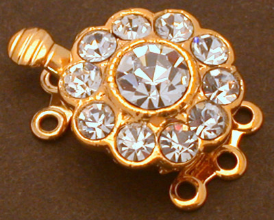 Gold  Plated Diamante 3 row Clasp 