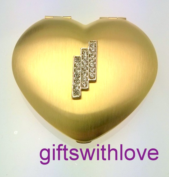 Gold Plated Heart Mirror compact - FREE ENGRAVING