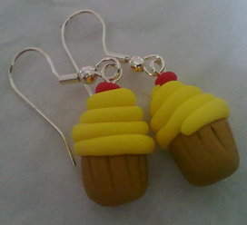 Yellow Cherry Cup Cake Earrings