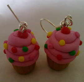 Pink Jazzy Cup Cake Earrings