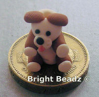 Dog Brown & White Bead