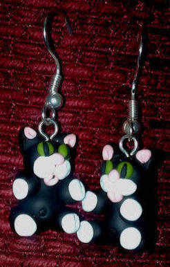 Earrings Cat Black & White