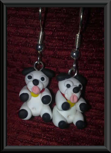 Earrings Dog Black & White